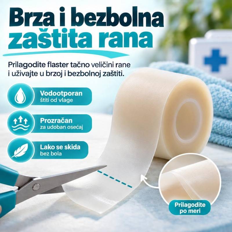 Hidrogel flaster rolna 5 cm x 3 m - prilagodljiva zaštita rana