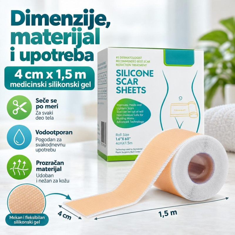 Silikonski flaster za uklanjanje ožiljaka 4cm x 1,5m