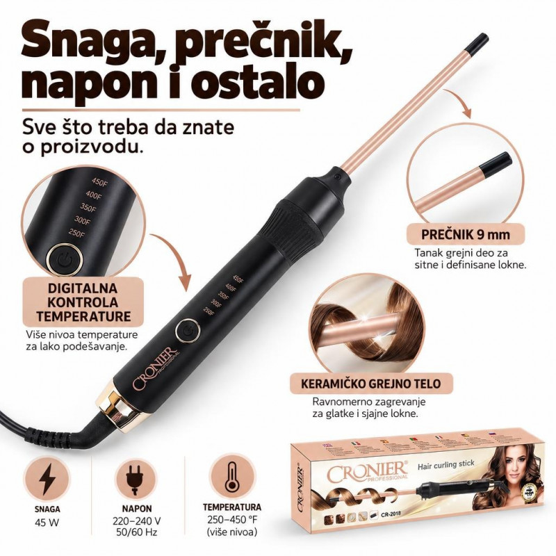 CRONIER Figaro za sitne afro lokne 9 mm