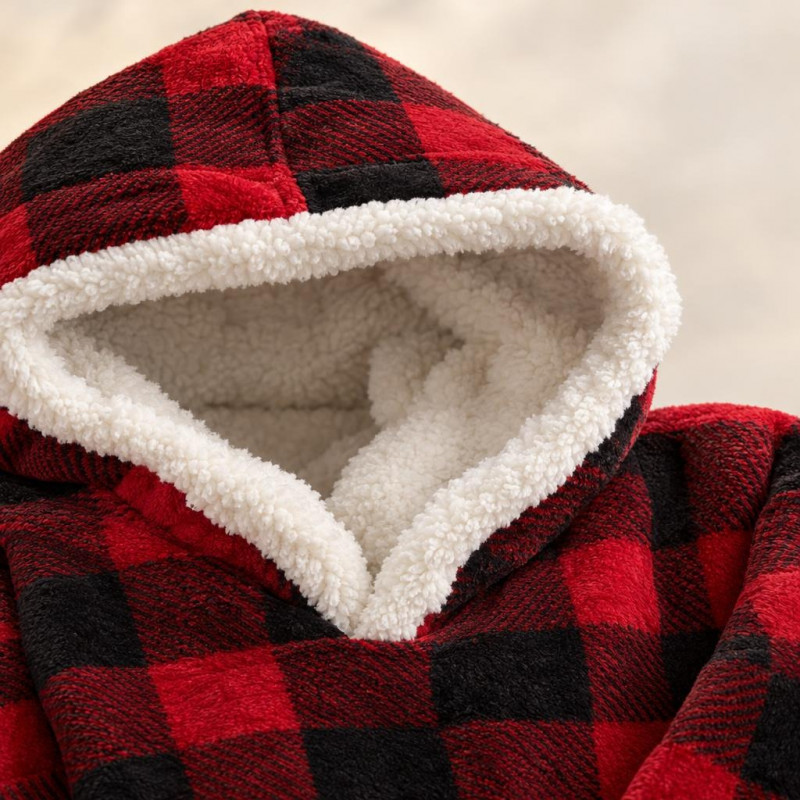 Blanket Hoodie - Duks Ćebe sa rukavima Karirano Crveno