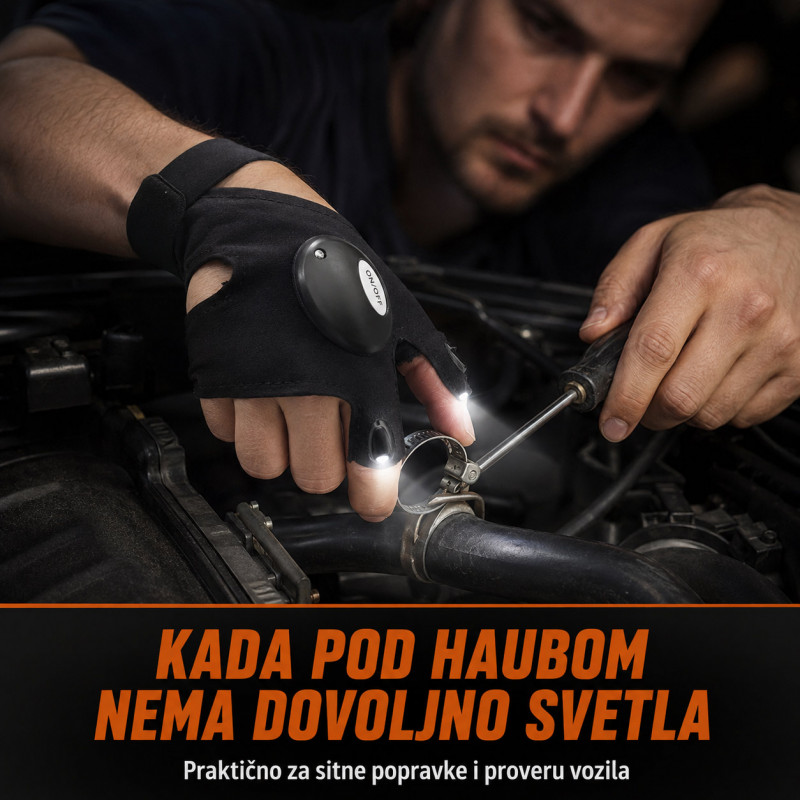 LED rukavica sa svetlom na prstima – za rad slobodnim rukama