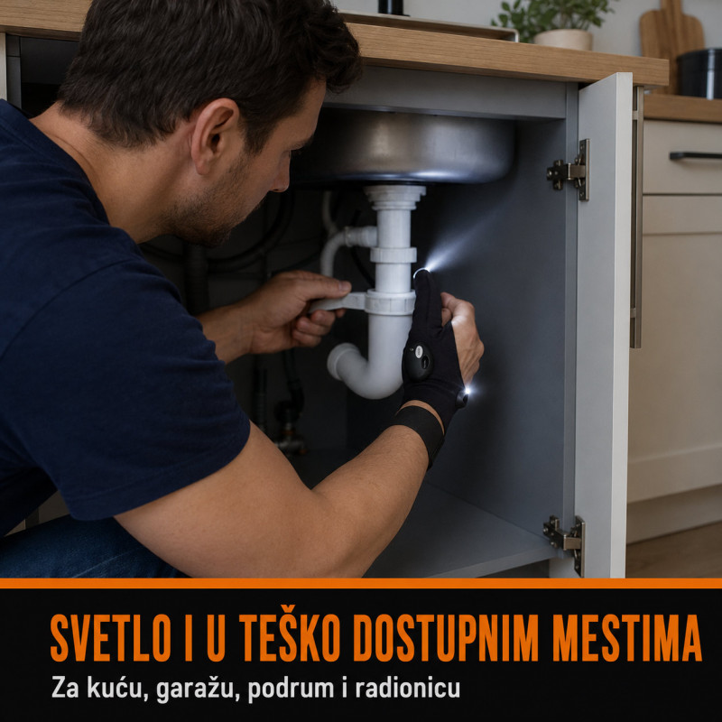 LED rukavica sa svetlom na prstima – za rad slobodnim rukama