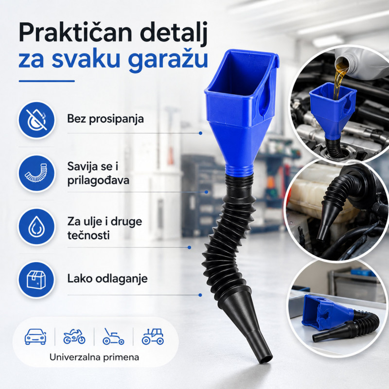 Fleksibilni levak za auto, ulje i gorivo – sipanje bez prosipanja