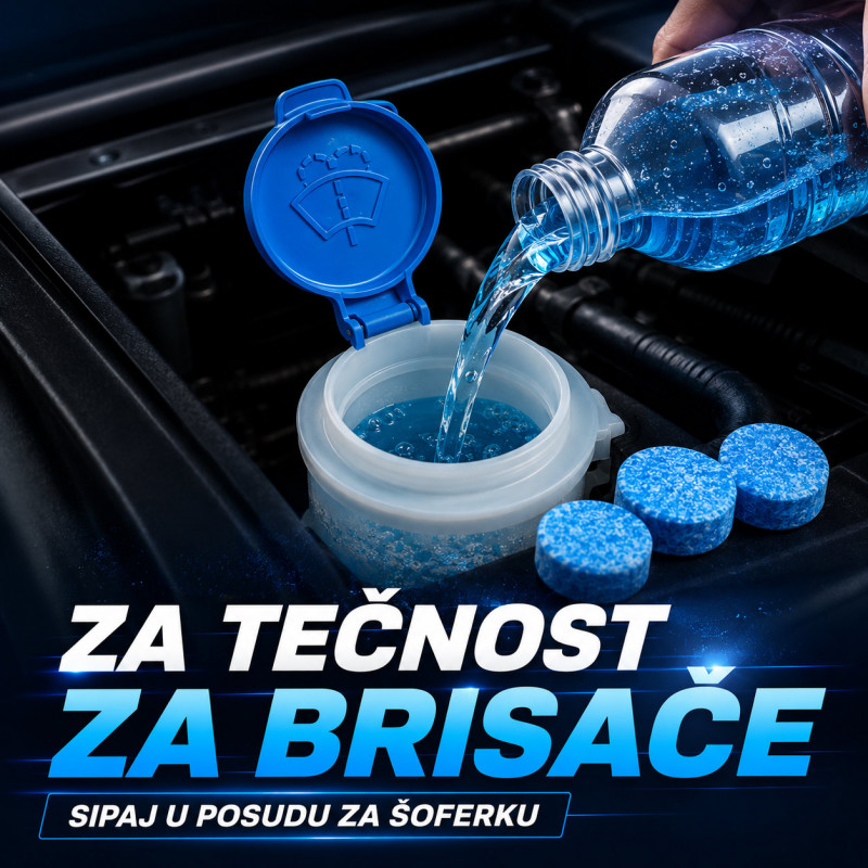 Set 5 tableta za tečnost za brisače – do 20l rastvora za čistu šoferku