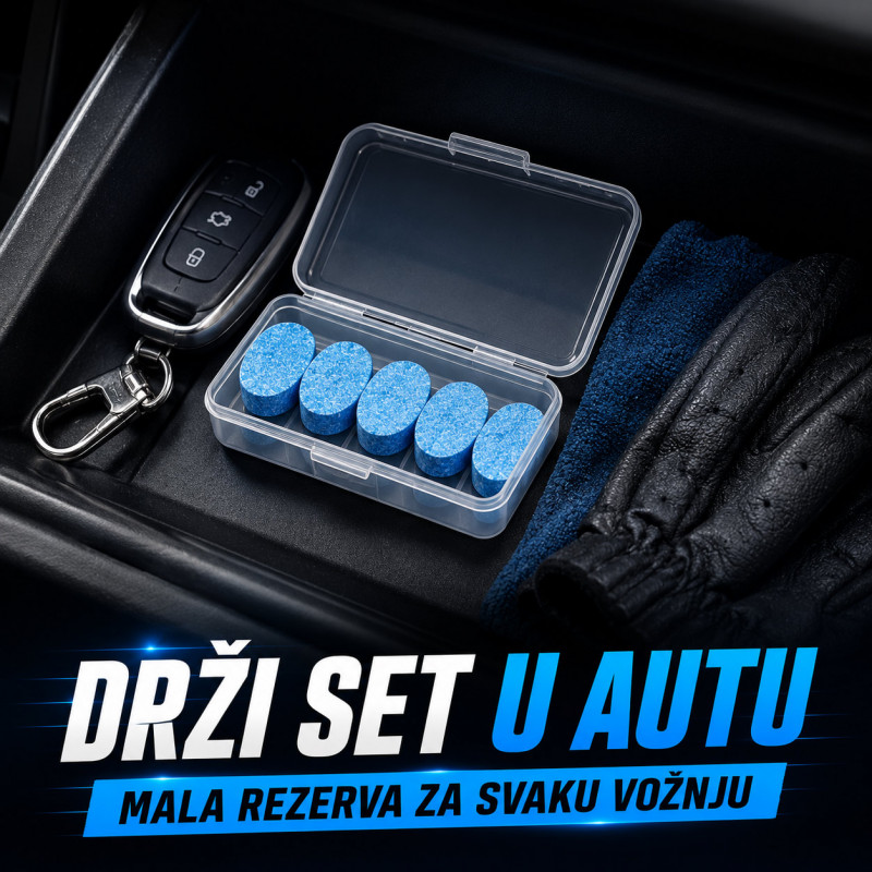 Set 5 tableta za tečnost za brisače – do 20l rastvora za čistu šoferku
