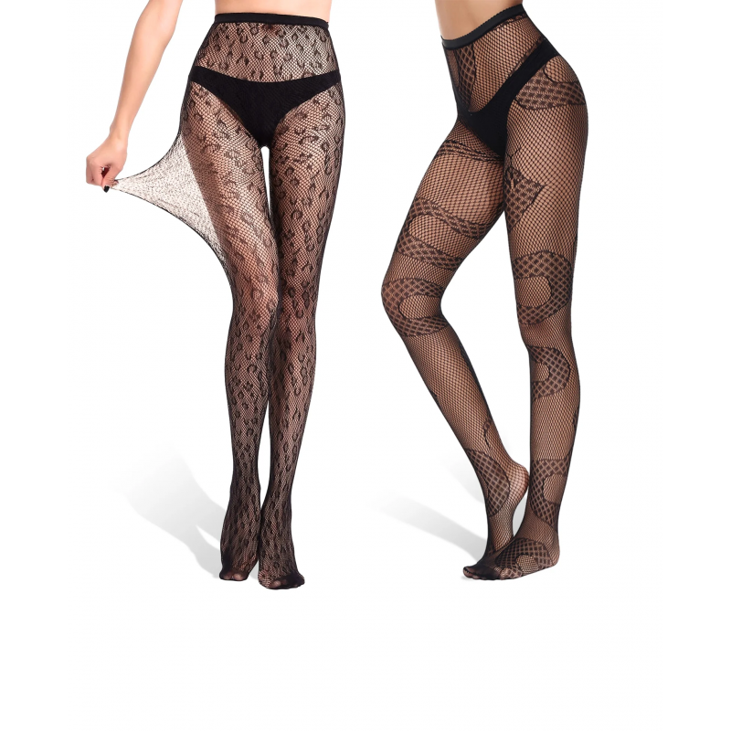 Zavodljive crne mrežaste unihopke sa leopard dezenom