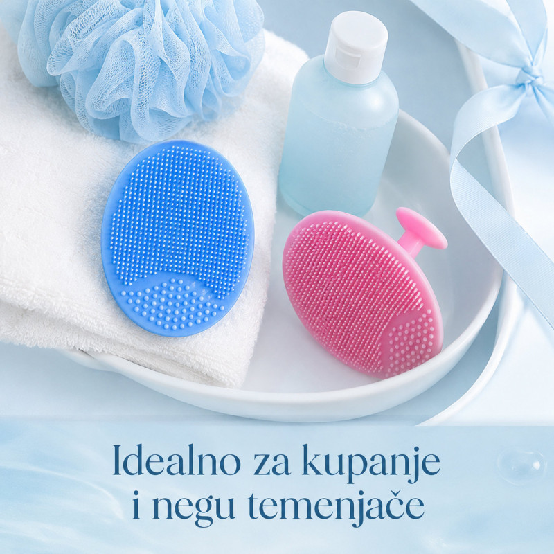 Set 2 silikonske četkice za bebinu glavicu – nežno kupanje i temenjača