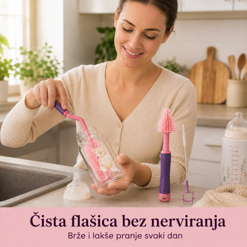 Praktični set za pranje flašica i čaša – za svaki ugao koji sunđer ne može da dohvati