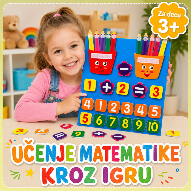 Montesori edukativna tabla od filca za učenje matematike