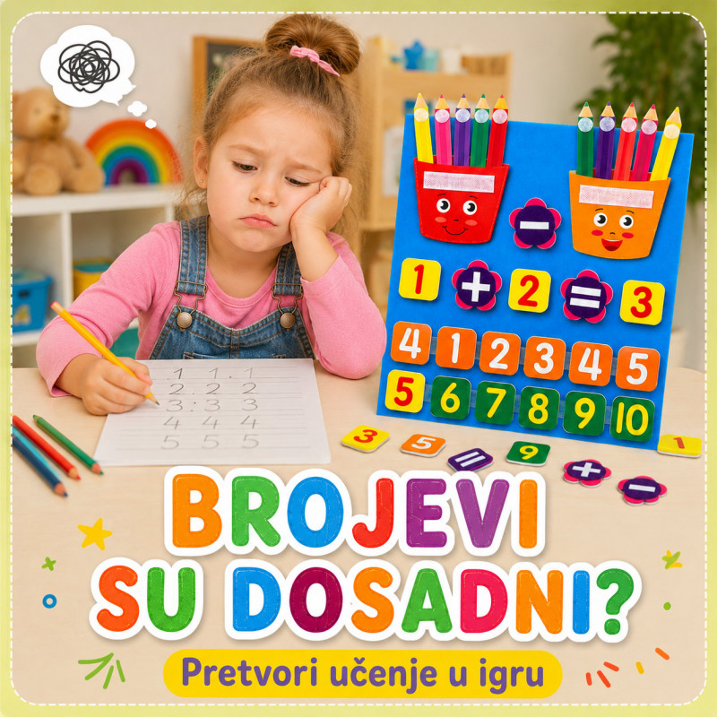 Montesori edukativna tabla od filca za učenje matematike