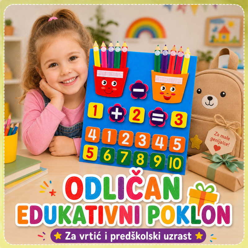 Montesori edukativna tabla od filca za učenje matematike