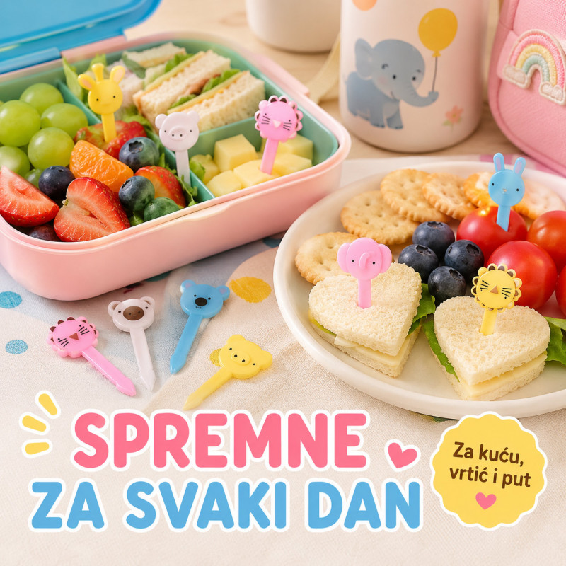 Mini viljuškice za decu – šareni pikeri za voće i užinu 10 komada