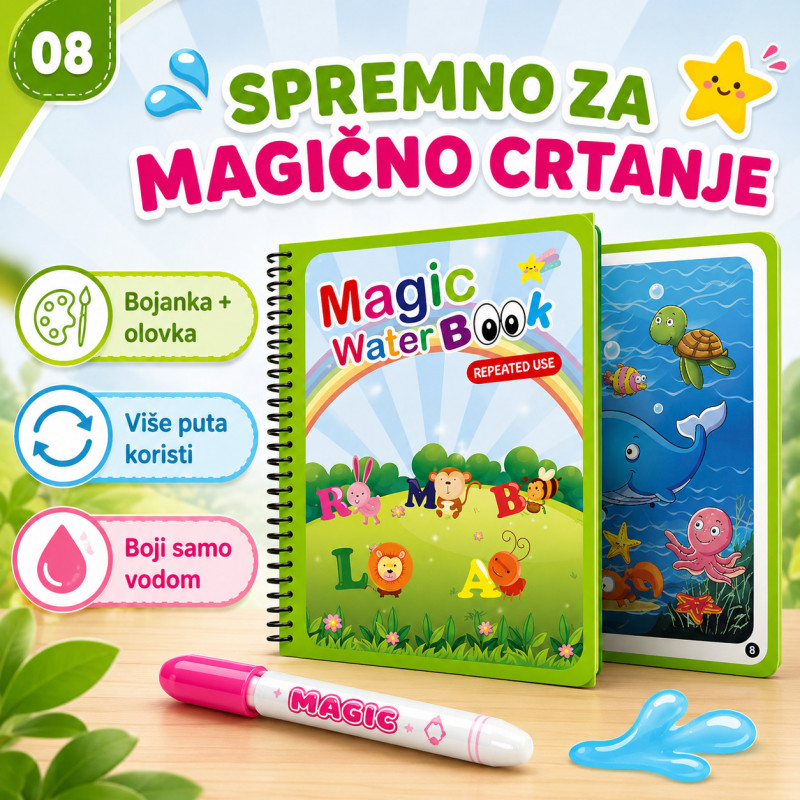 Magična vodena bojanka za decu – boji samo vodom