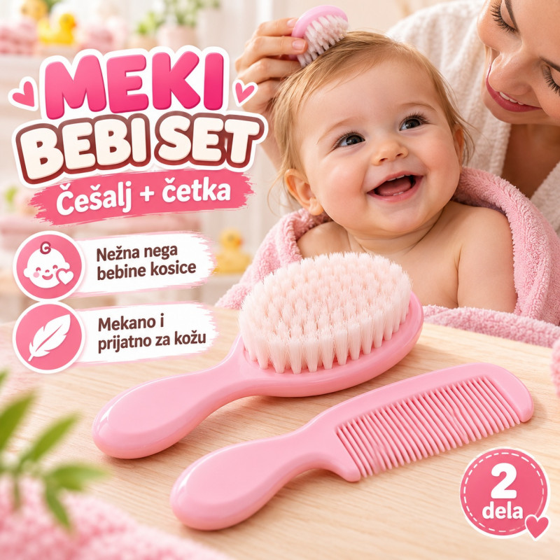 Meki bebi set - Češalj i četka za nežnu negu kose