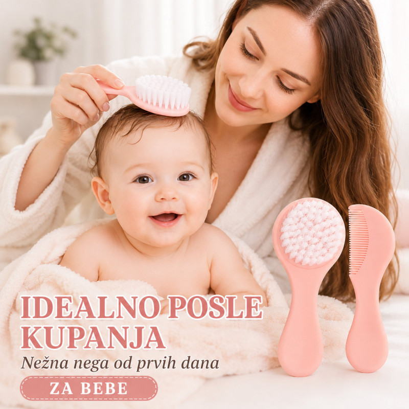 Meki bebi set - Češalj i četka za nežnu negu kose