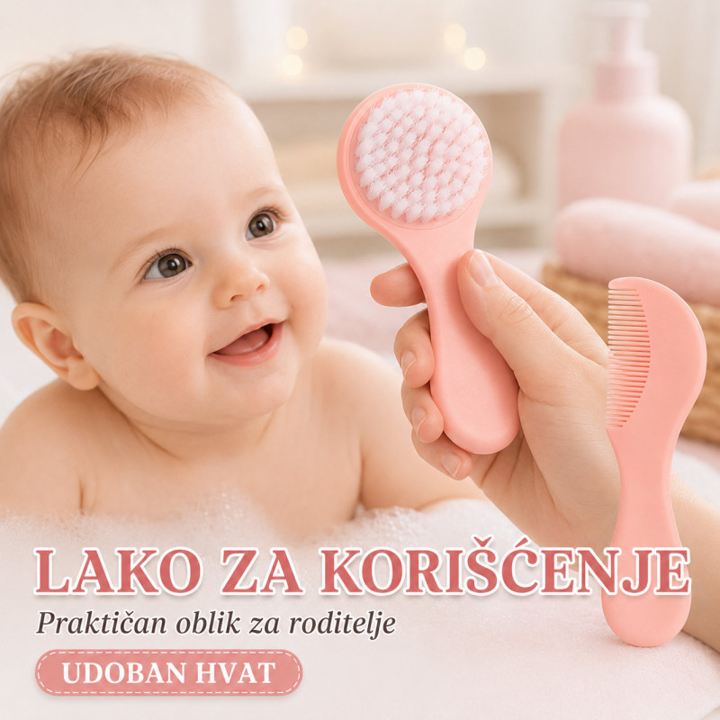Meki bebi set - Češalj i četka za nežnu negu kose