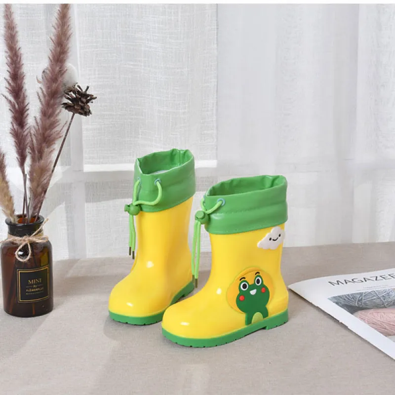 Yelllow frog -  Žute gumene čizme za decu sa toplim uloškom