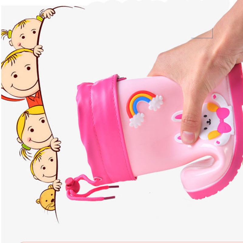 Pink rabbit -  Roze gumene čizme za decu sa toplim uloškom