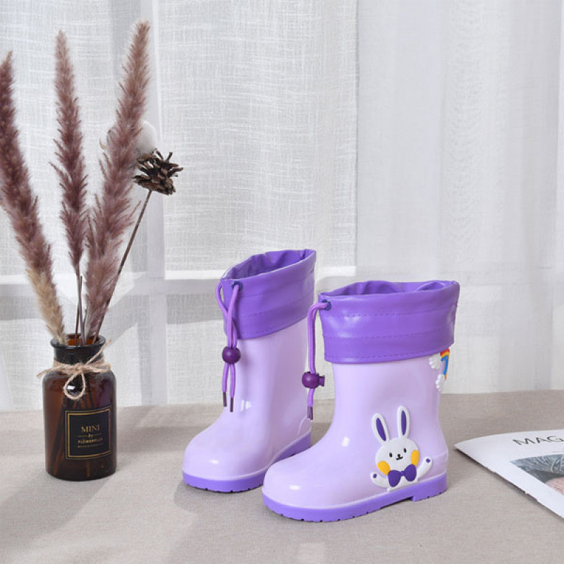 Pink rabbit -  Roze gumene čizme za decu sa toplim uloškom