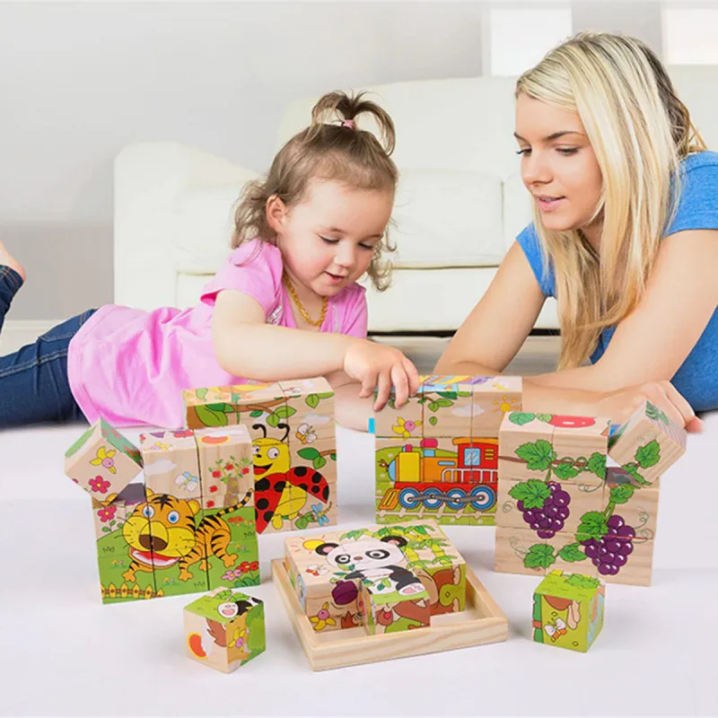 6 in 1 Vehicles wood puzzle - 3D drvene puzle kocke