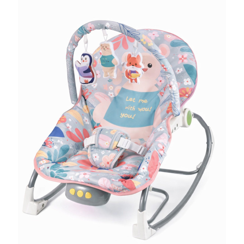 Pink Baby Comfort Rocker - ležaljka ljuljalica za bebe roze nijansi sa životinjama