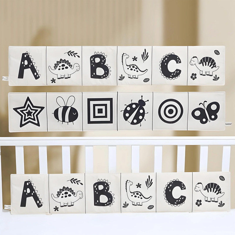 Cotton Vision Fence - Pamučna crno-bela ogradica za bebinu kolevku