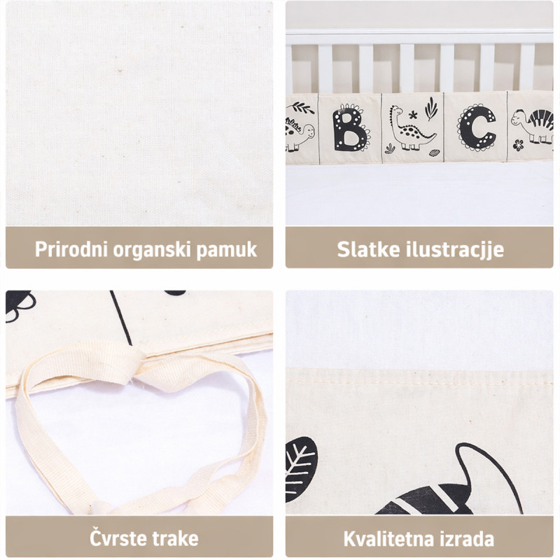 Cotton Vision Fence - Pamučna crno-bela ogradica za bebinu kolevku