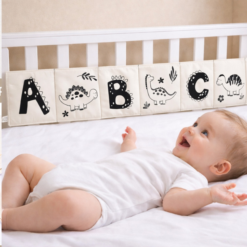 Cotton Vision Fence - Pamučna crno-bela ogradica za bebinu kolevku