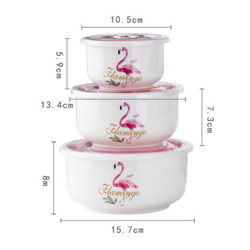 Flamingo set keramičkih činija u poklon pakovanju