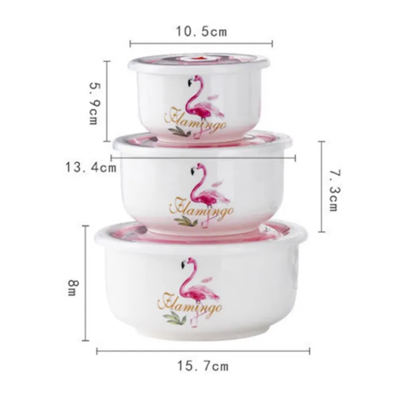 Flamingo set keramičkih činija u poklon pakovanju