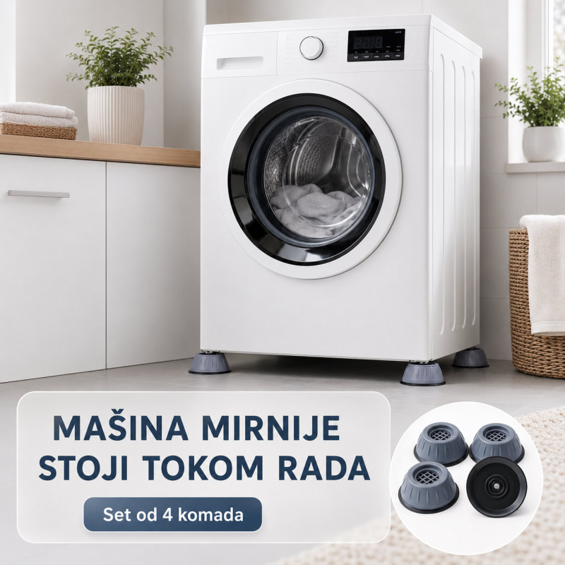 Podmetači protiv vibracija za veš mašinu – mirnija centrifuga bez pomeranja -Set od 4 podmetača