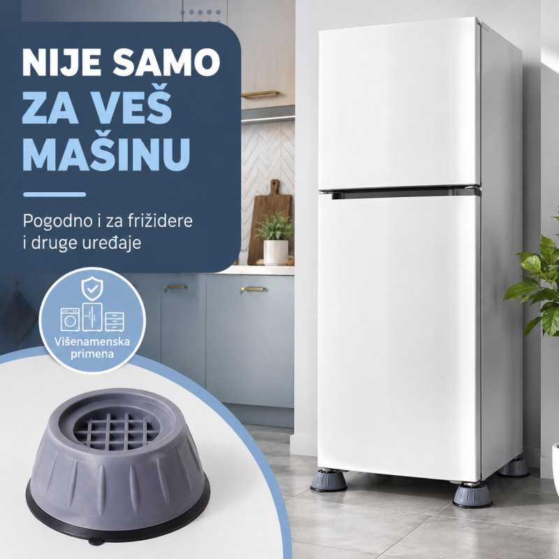 Podmetači protiv vibracija za veš mašinu – mirnija centrifuga bez pomeranja -Set od 4 podmetača