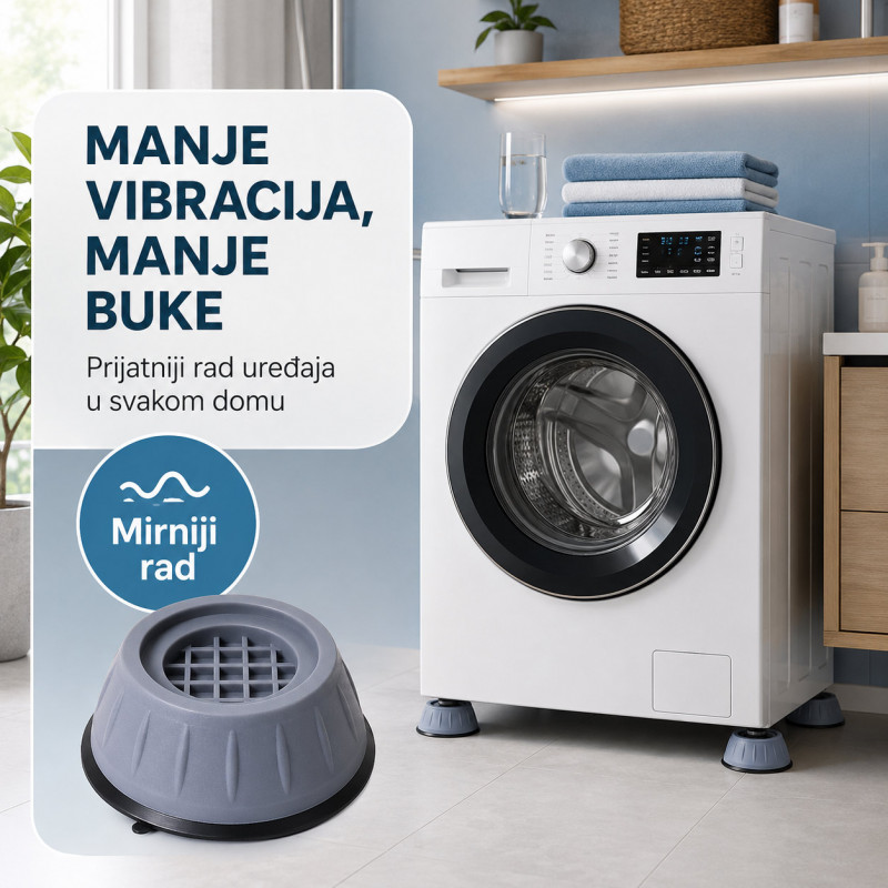 Podmetači protiv vibracija za veš mašinu – mirnija centrifuga bez pomeranja -Set od 4 podmetača