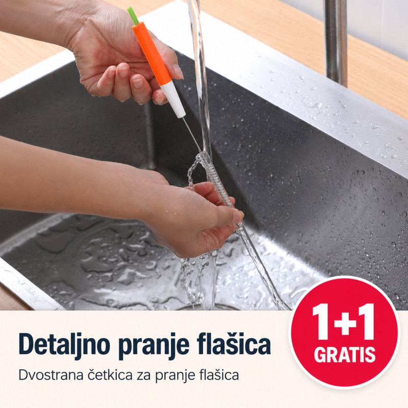 1+1 GRATIS Dvostrana četkica za pranje flašica