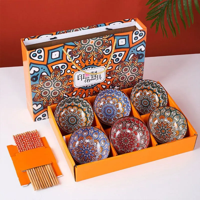Bohemia keramički poklon set - 6 činija i štapića