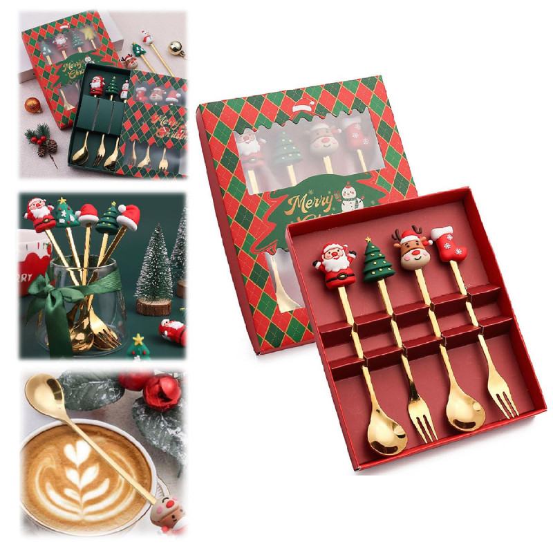 Zlatni novogodišnji set viljuškica i kašičica za čarobnu trpezu