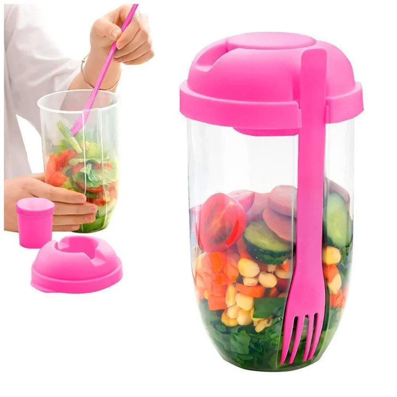 Salad Cup - čaša za salatu za poneti sa viljuškm i posudom za sos