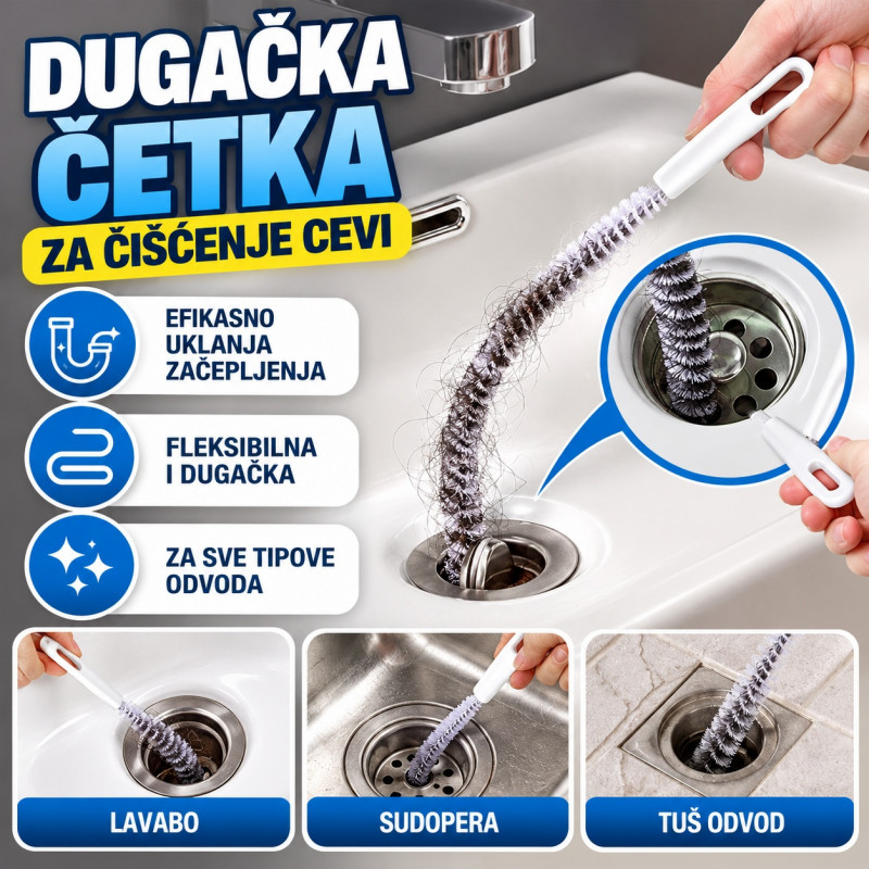 Dugačka četka za otpušavanje i čišćenje cevi