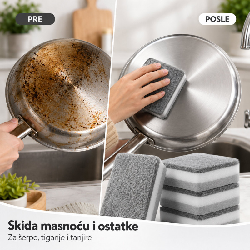 Set 5 dvostranih sunđera za sudove i tvrdokornu prljavštinu