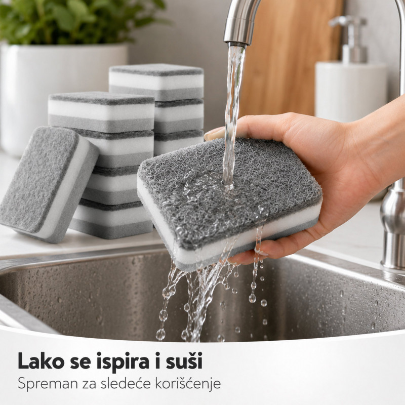 Set 5 dvostranih sunđera za sudove i tvrdokornu prljavštinu