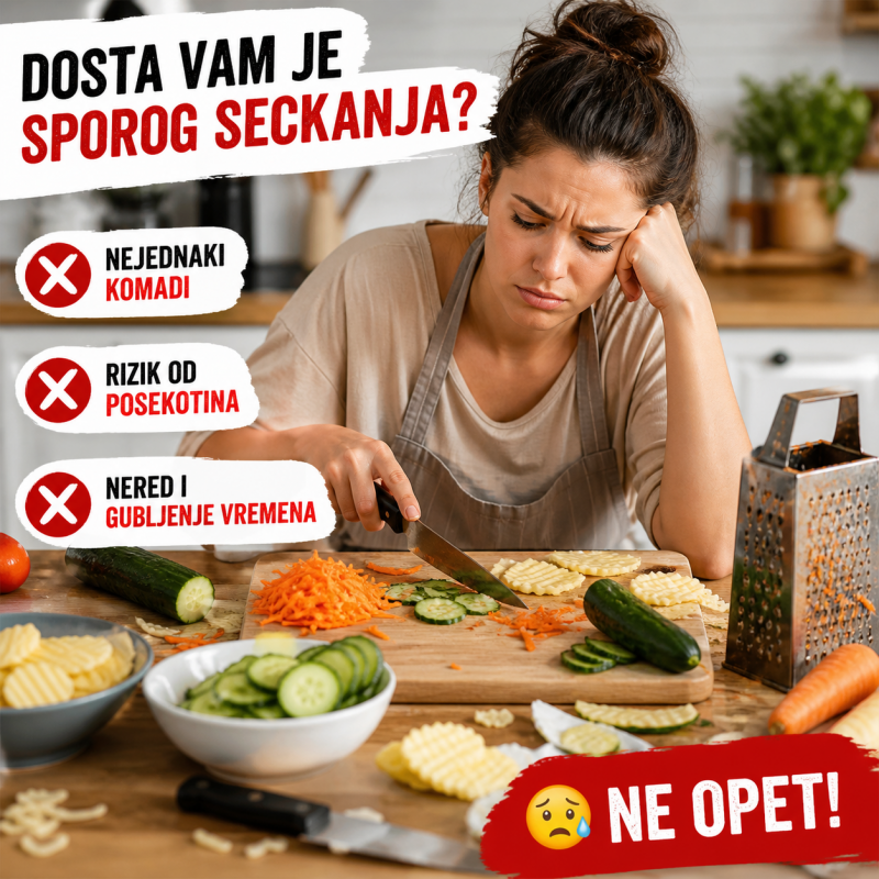 5u1 secko i rende za povrće – mandolina sa zamenljivim noževima i zaštitom za ruke