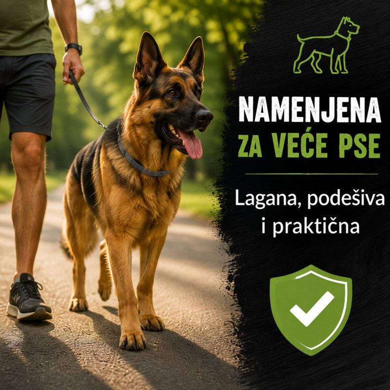 Vodootporna podesiva ogrlica protiv buva za veće pse do 62 cm