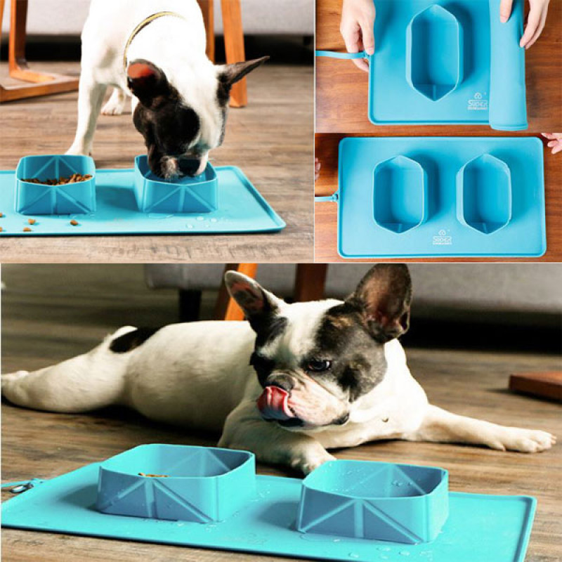 Folding pet dog bowl - dupla silikonska posuda za pse i mačke