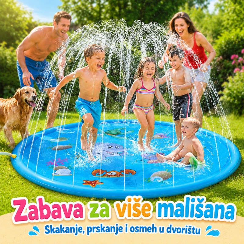 Dečija vodena prostirka sa prskalicama – plitki bazen za dvorišnu zabavu