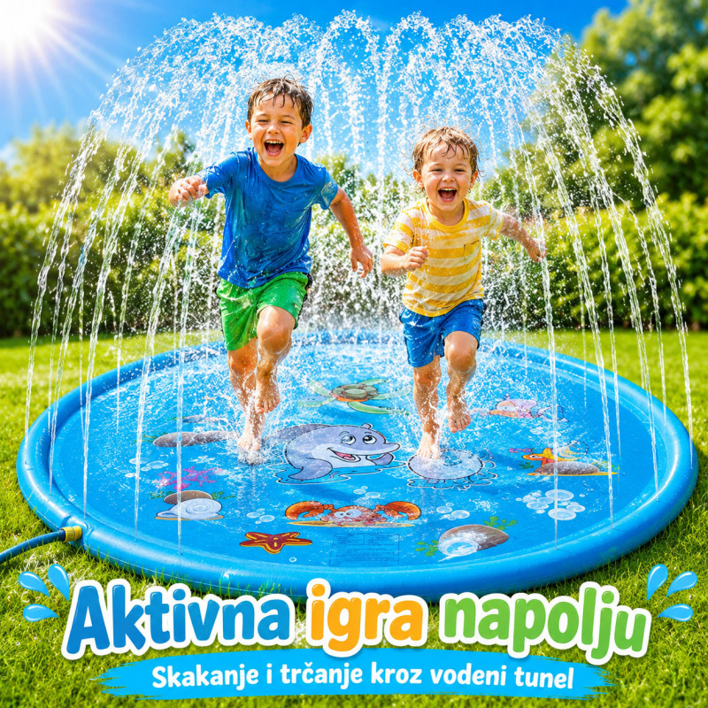 Dečija vodena prostirka sa prskalicama – plitki bazen za dvorišnu zabavu