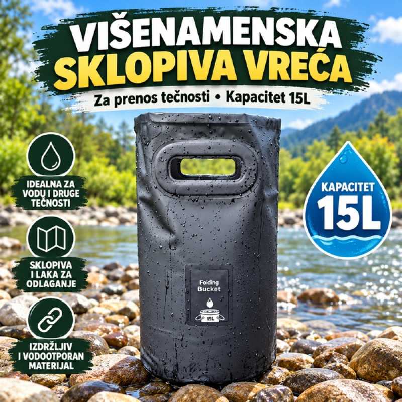 Višenamenska sklopiva vreća za prenos tećnosti -15L