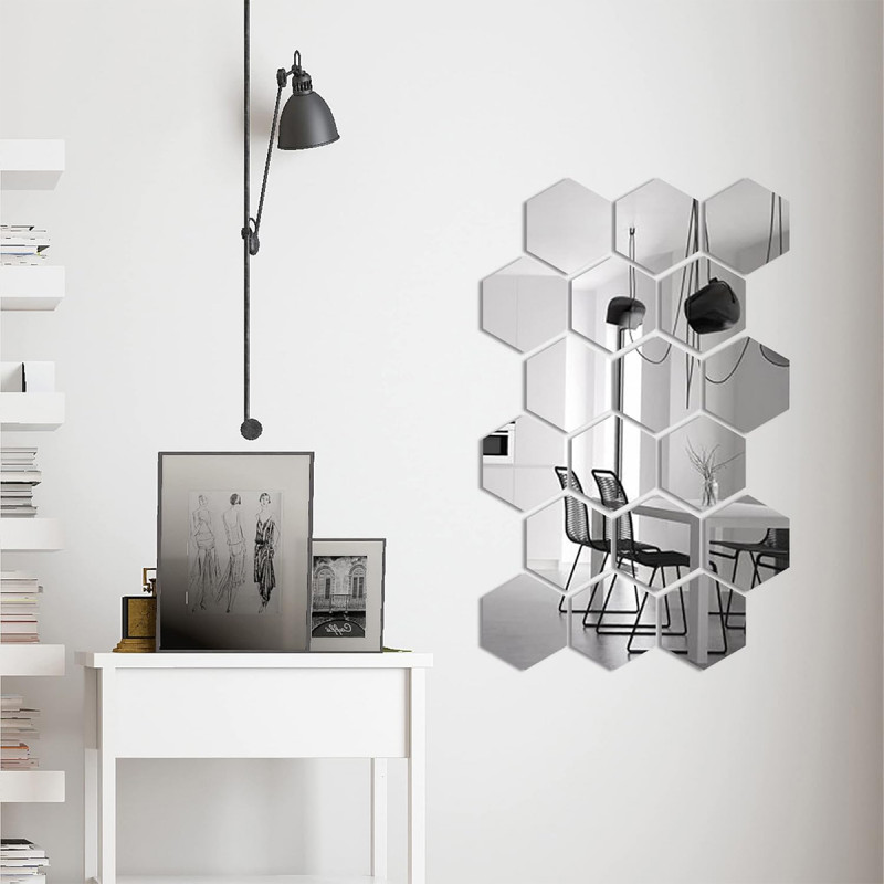 HexaMirror set od 12 ogledala - geometrijski stiker sa efektom ogledala 