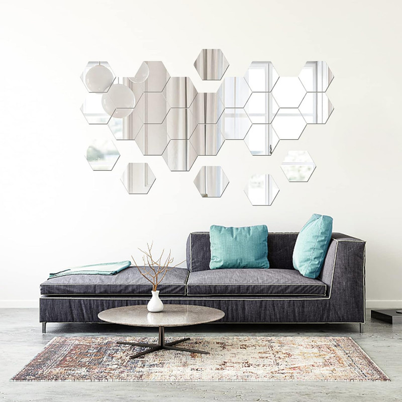 HexaMirror set od 12 ogledala - geometrijski stiker sa efektom ogledala 