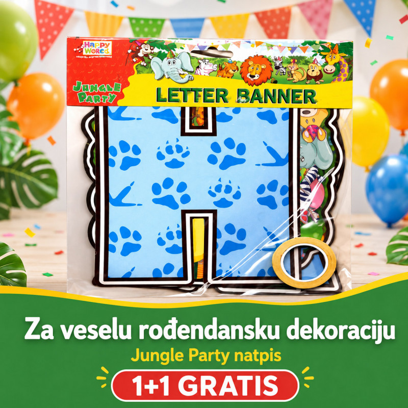 1+1 GRATIS Jungle Party - Rođendanski natpis Happy Birthday
