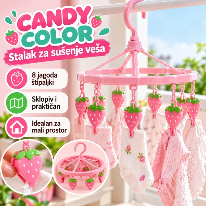 Candy color - Stalak za sušenje veša u dizajnu jagoda